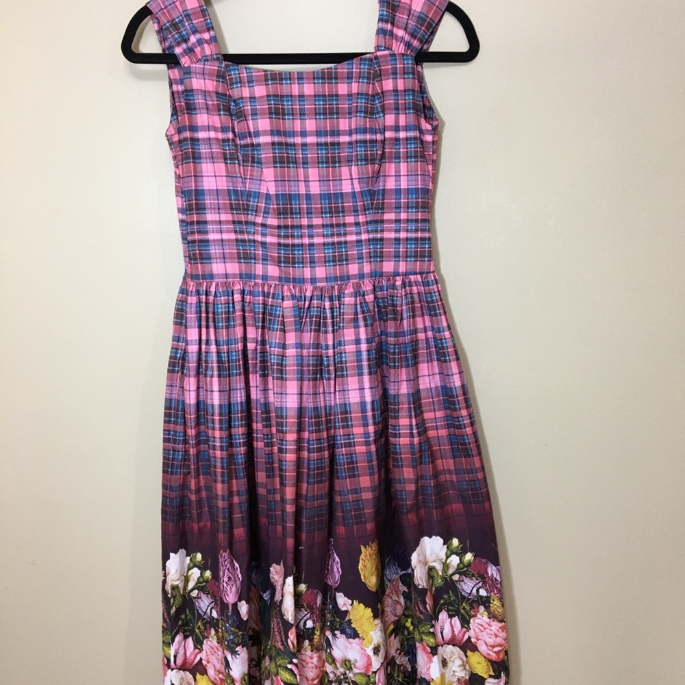 Sleeveless Vintage Tulip Plaid A-line 50's Dress
